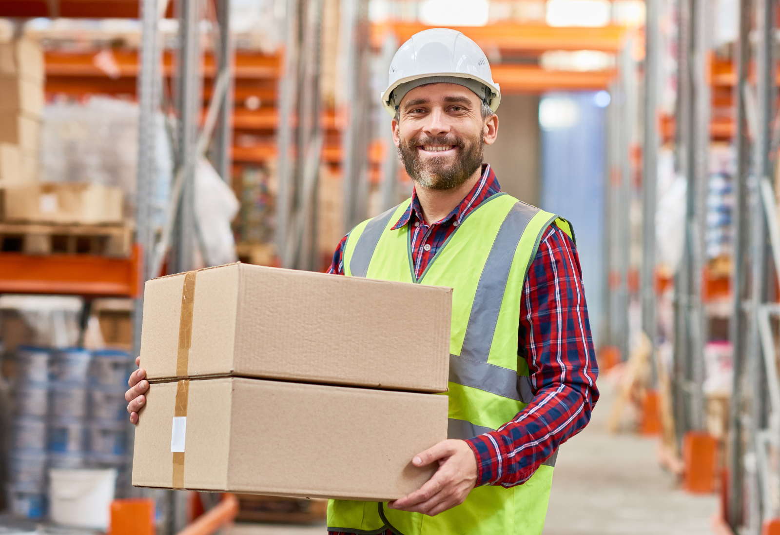 Warehouse worker holding box